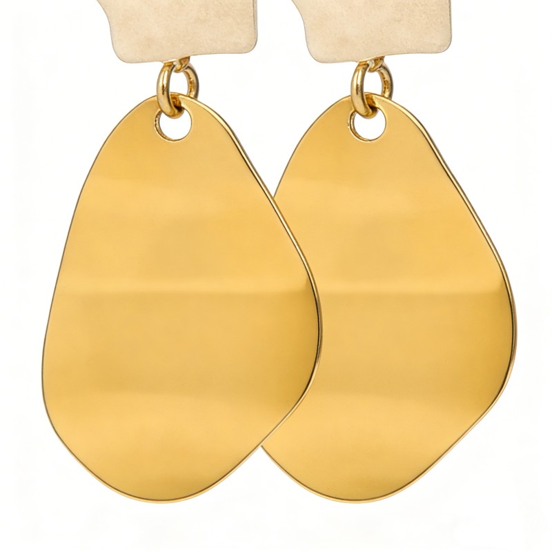 PVD 14K Gold & High Polish 316 Stainless Steel & Double-Drop Earrings with Zircon