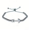 316L Stainless Steel Anchor Adjustable Bracelet - 26cm Slider Chain, 10.5g Jewelry