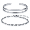 LemonRose 14K Gold Plated Bracelets for Women Bangle Stack 3 Pcs Set | Stainless Steel Base, Waterproof 14K Gold Plated, Non-Tarnish Design, For Daily Wear Or Beach, Birthday Gifts For Women