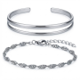 LemonRose 14K Gold Plated Bracelets for Women Bangle Stack 3 Pcs Set | Stainless Steel Base, Waterproof 14K Gold Plated, Non-Tarnish Design, For Daily Wear Or Beach, Birthday Gifts For Women
