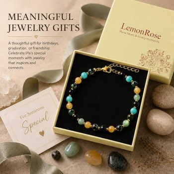 LemonRose Beaded Bracelets for Women 6mm Natural Stone 6.7 to 8.2 Inch | Natural Agate Turquoise, Adjustable Lobster Clasp, Durable Non-Elastic Chain, Birthday Graduation Gifts for Women, 6mm Bead