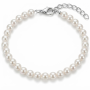 LemonRose 14K Gold Plated Pearl Bracelets for Women 4mm 6.5-8.07 Inch | Shell Pearl and Stainless Steel, Hypoallergenic, One Hand Easy Lobster Clasp, Summer Stacking or Bridesmaid Gift