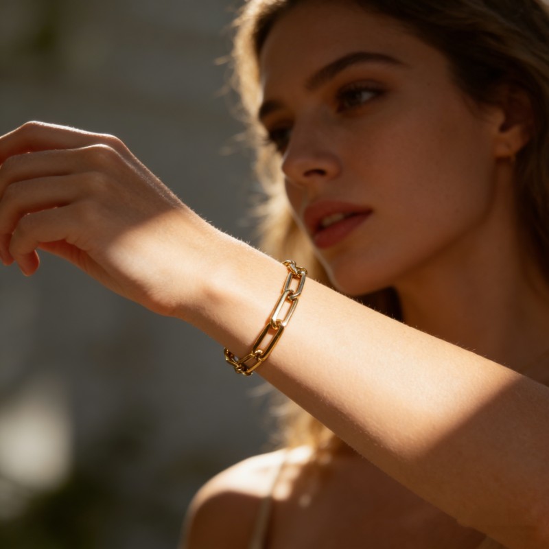 Dainty 316L Stainless Steel Link Bracelet – Slim 22×4.5mm, Lightweight 5.7g