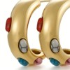 High Polish & PVD 14k Gold 316 Stainless Steel Crescent Earrings with Colorful Gemstones