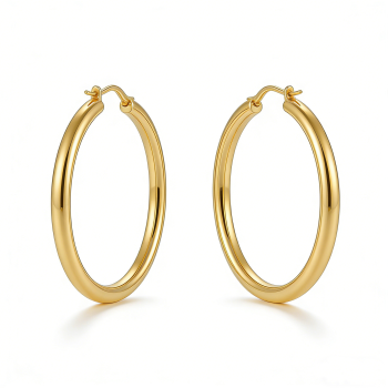 High Polish & PVD 14k Gold 316 Stainless Steel & Hoop Earrings