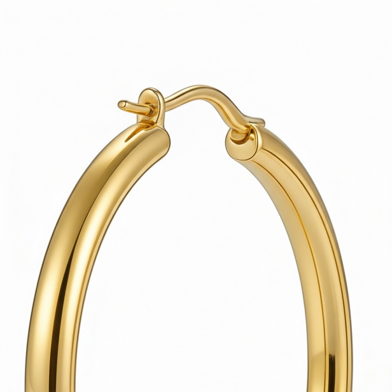 High Polish & PVD 14k Gold 316 Stainless Steel & Hoop Earrings