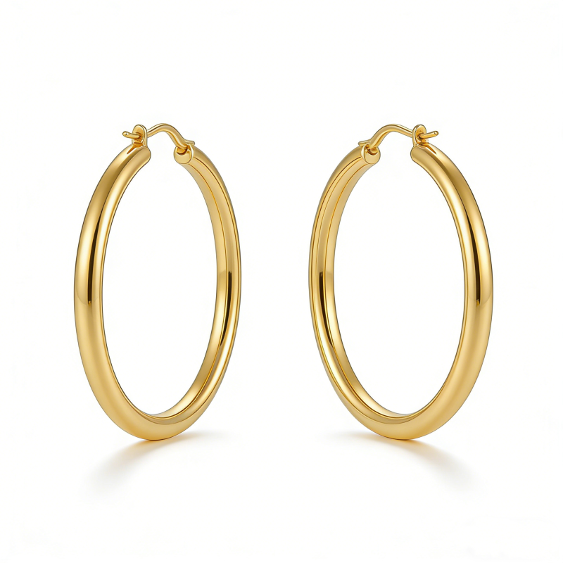 High Polish & PVD 14k Gold 316 Stainless Steel & Hoop Earrings