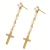 High Polish & PVD 14k Gold Elegant 316 Stainless Steel Cross Drop Earrings