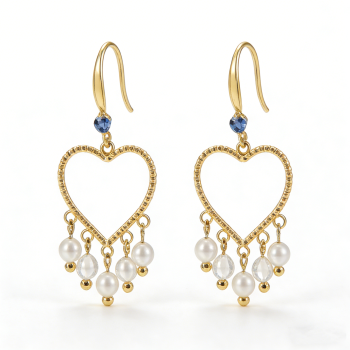 High Polish & PVD 14k Gold Elegant 316 Stainless Steel Heart Drop Earrings