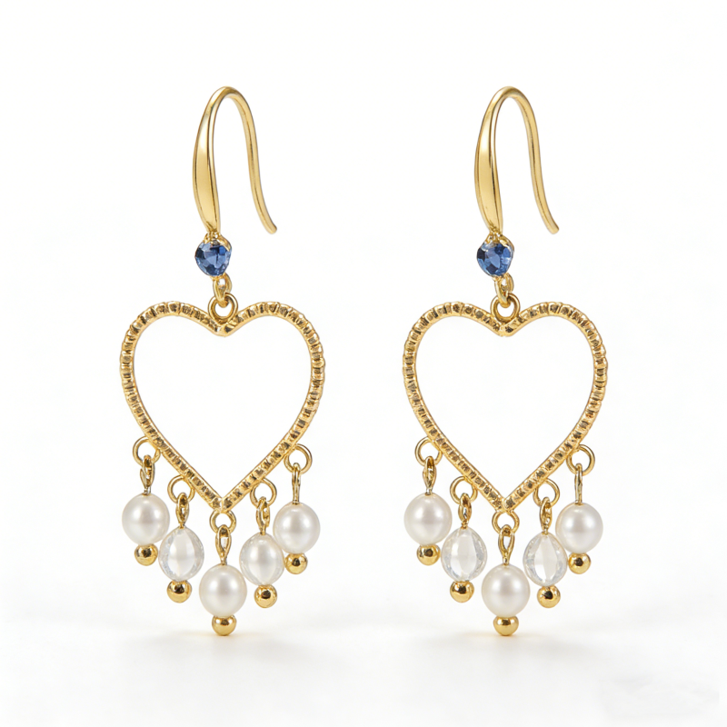 High Polish & PVD 14k Gold Elegant 316 Stainless Steel Heart Drop Earrings