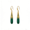 High Polish & PVD 14k Gold Luxurious 316 Stainless Steel Natural Malachite Drop Earrings