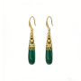 High Polish & PVD 14k Gold Luxurious 316 Stainless Steel Natural Malachite Drop Earrings