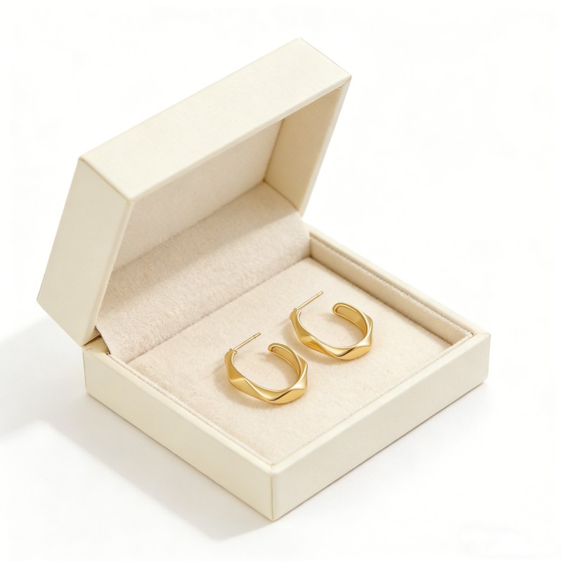 High Polish & PVD 14k Gold Stylish 316 stainless steel twisted hoop earrings