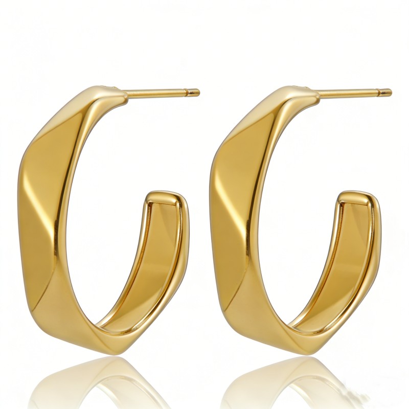 High Polish & PVD 14k Gold Stylish 316 stainless steel twisted hoop earrings