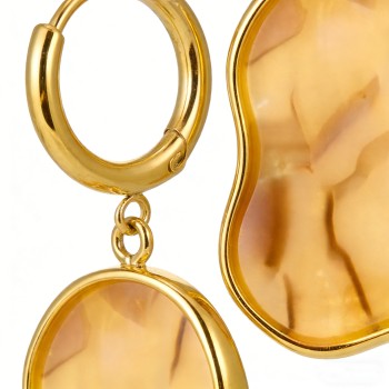 High Polish & PVD 18k Gold 316 Stainless Steel & Cellulose Acetate Drop Earrings
