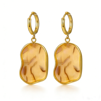 High Polish & PVD 18k Gold 316 Stainless Steel & Cellulose Acetate Drop Earrings