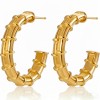 High Polish & PVD 18k Gold 316 Stainless Steel & Textured Hoop Earrings