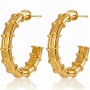 High Polish & PVD 18k Gold 316 Stainless Steel & Textured Hoop Earrings