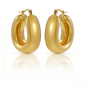 High Polish & PVD 18k Gold 316 Stainless Steel Chunky Hoop Earring
