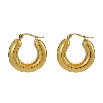 High Polish & PVD 18k Gold 316 Stainless Steel Chunky Hoop Earring
