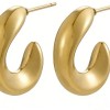 High Polish & PVD 18k Gold 316 Stainless Steel Curved Hoop Earrings