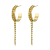 High Polish & PVD 18k Gold 316 Stainless Steel Hoop Earrings with Chain Tasse