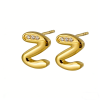 High Polish & PVD 18k Gold 316 Stainless Steel Snake Zircon Stud Earrings