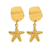 High Polish & PVD 18k Gold Luxurious 316 Stainless Steel Star Charm Dangle Earrings for Women Fashion