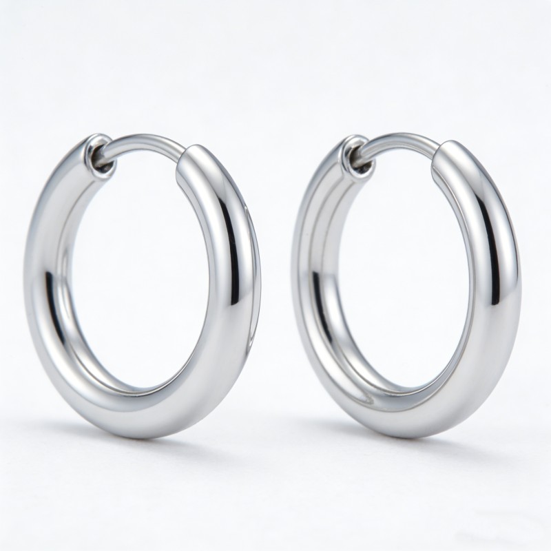 High Polish 316 Stainless Steel & Hoop Earrings