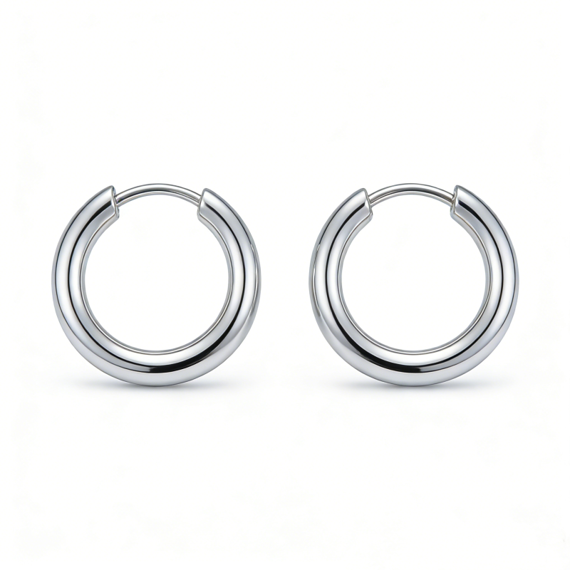 High Polish 316 Stainless Steel & Hoop Earrings