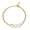 PVD 14k Gold Stainless Steel Pearl Bracelet - 17cm Adjustable Chain, 3.2g Freshwater Pearl Jewelry