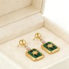 PVD 14K Gold &High Polish316L Stainless Steel Sunburst Earring Malachite-Inlaid Design