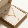 316L Stainless Steel Gold-Plated Layered Necklace – Shell Pearl Accents, 40+5cm, 2.6mm Width, 6.4g