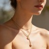 316L Stainless Steel Gold-Plated Layered Necklace – Shell Pearl Accents, 40+5cm, 2.6mm Width, 6.4g