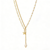 316L Stainless Steel Gold-Plated Layered Necklace – Shell Pearl Accents, 40+5cm, 2.6mm Width, 6.4g