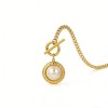 316L Stainless Steel Gold-Plated Necklace with Pearl Pendant – 46cm Length, 3mm Width, 10.9g