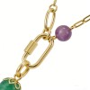 316L Stainless Steel Gold-Plated Pendant Necklace – Amethyst & Aventurine, 48+5cm, 2.5mm, 18.7g