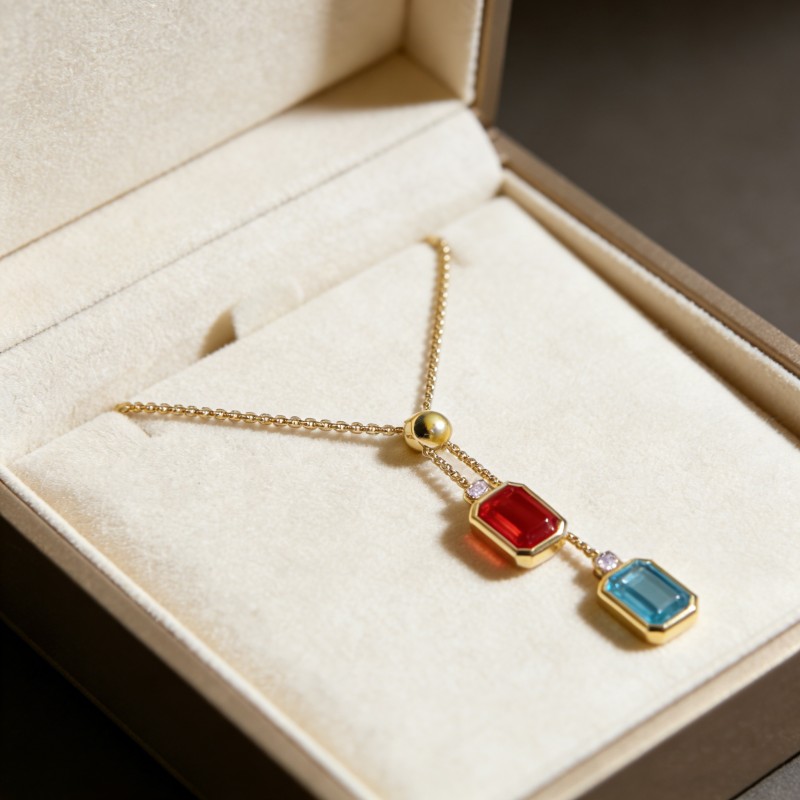 316L Stainless Steel Gold-Plated Pendant Necklace–Zircon Accents, 20+5cm, 2mm Width, 19.73g