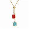 316L Stainless Steel Gold-Plated Pendant Necklace–Zircon Accents, 20+5cm, 2mm Width, 19.73g