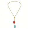 316L Stainless Steel Gold-Plated Pendant Necklace–Zircon Accents, 20+5cm, 2mm Width, 19.73g