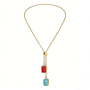 316L Stainless Steel Gold-Plated Pendant Necklace–Zircon Accents, 20+5cm, 2mm Width, 19.73g