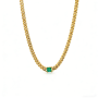 Gold-Plated 316L Stainless Steel Chain Necklace with Zircon Stone Accent – Adjustable 48+5cm