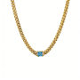 Gold-Plated 316L Stainless Steel Chain Necklace with Zircon–Adjustable 48+5cm