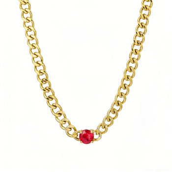 Gold-Plated 316L Stainless Steel Chain Necklace–48+5cm Adjustable Length, 8.0mm Width, 44.1g