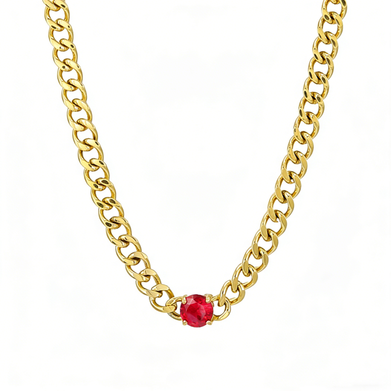 Gold-Plated 316L Stainless Steel Chain Necklace–48+5cm Adjustable Length, 8.0mm Width, 44.1g