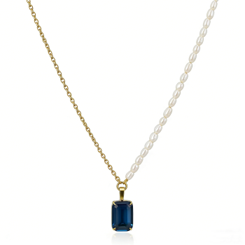 Gold-Plated 316L Stainless Steel Pendant Necklace with Pearl – Adjustable 40+5cm