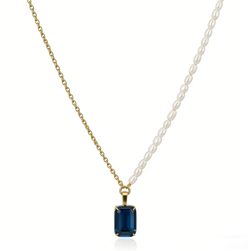 Gold-Plated 316L Stainless Steel Pendant Necklace with Pearl – Adjustable 40+5cm