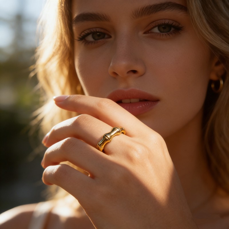 High Polish PVD 18K Gold 316L Stainless Steel &Adjustable Design Ring