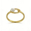 High Polish PVD 14K Gold 316L Stainless Steel & Double-Band Freshwater Pearl Ring