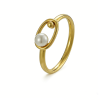 High Polish PVD 14K Gold 316L Stainless Steel & Double-Band Freshwater Pearl Ring